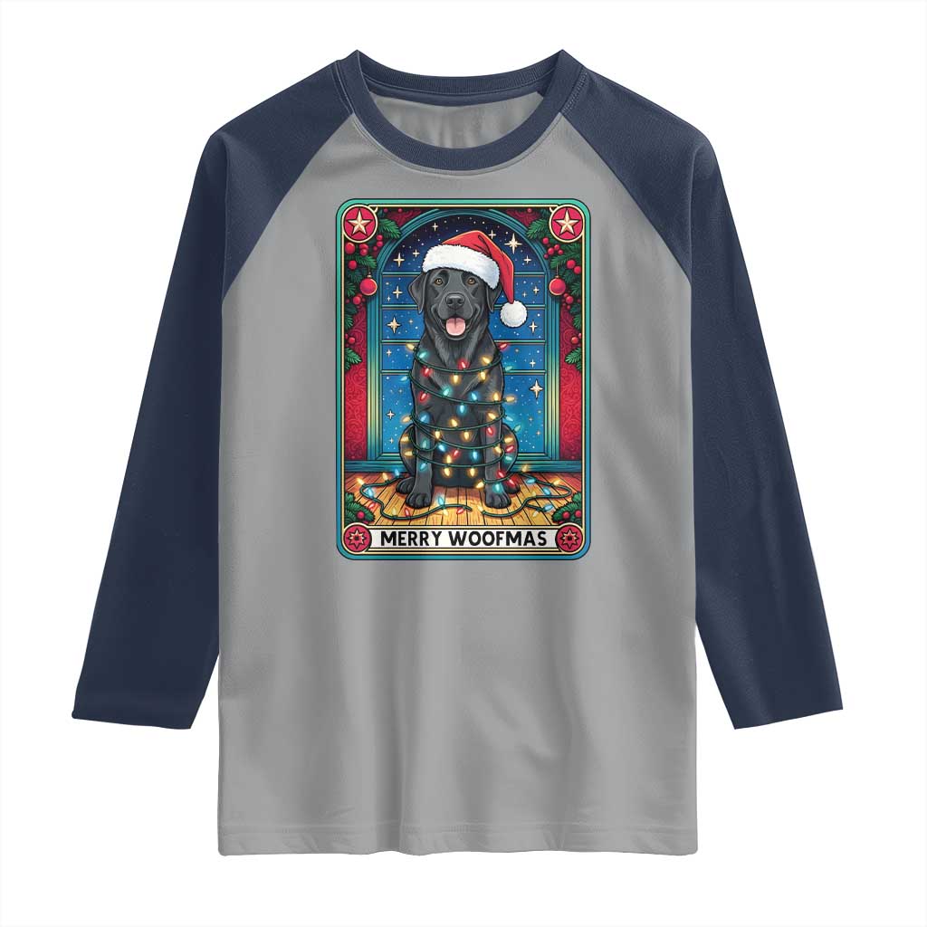 Merry Woofmas Raglan Shirt Funny Tarot Card Labrador Retriever Christmas Gift - Wonder Print Shop