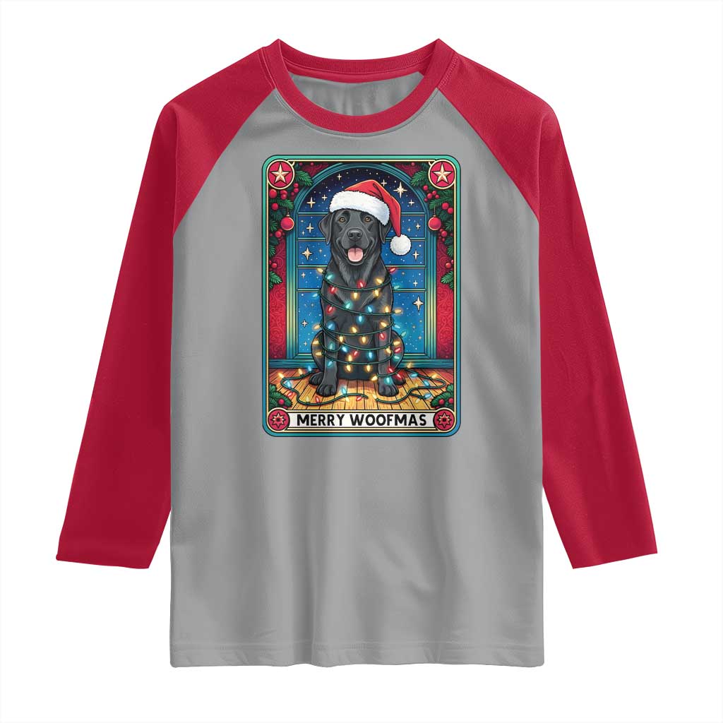 Merry Woofmas Raglan Shirt Funny Tarot Card Labrador Retriever Christmas Gift - Wonder Print Shop