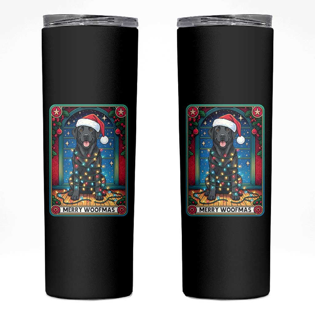 Merry Woofmas Skinny Tumbler Funny Tarot Card Labrador Retriever Christmas Gift - Wonder Print Shop