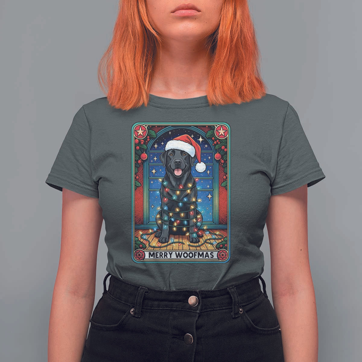 Merry Woofmas T Shirt For Women Funny Tarot Card Labrador Retriever Christmas Gift - Wonder Print Shop