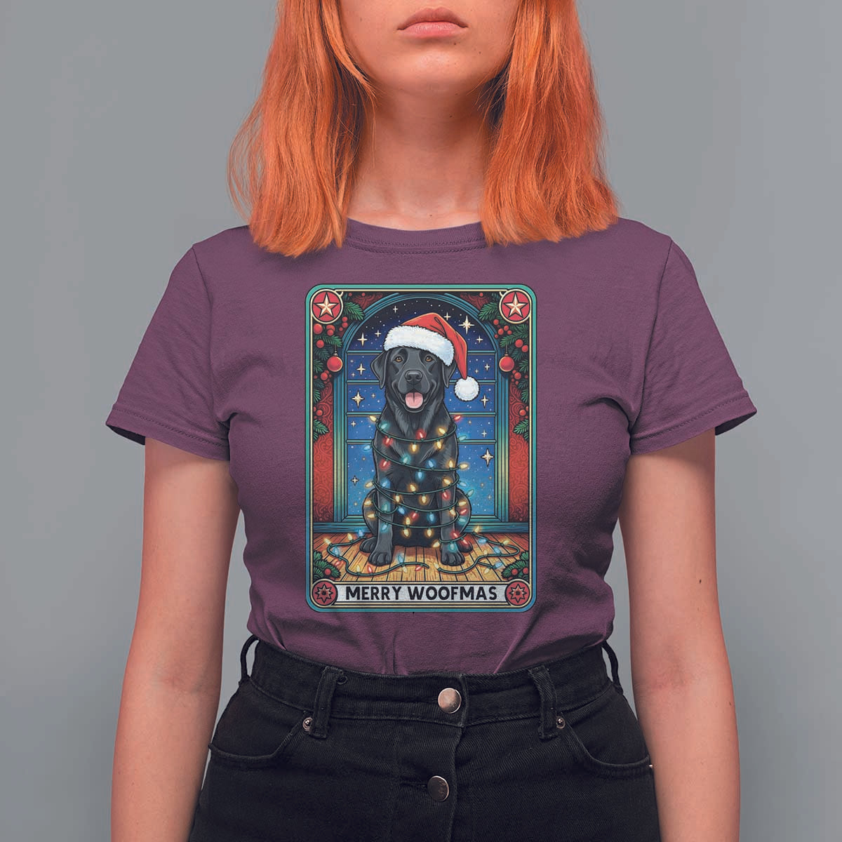 Merry Woofmas T Shirt For Women Funny Tarot Card Labrador Retriever Christmas Gift - Wonder Print Shop