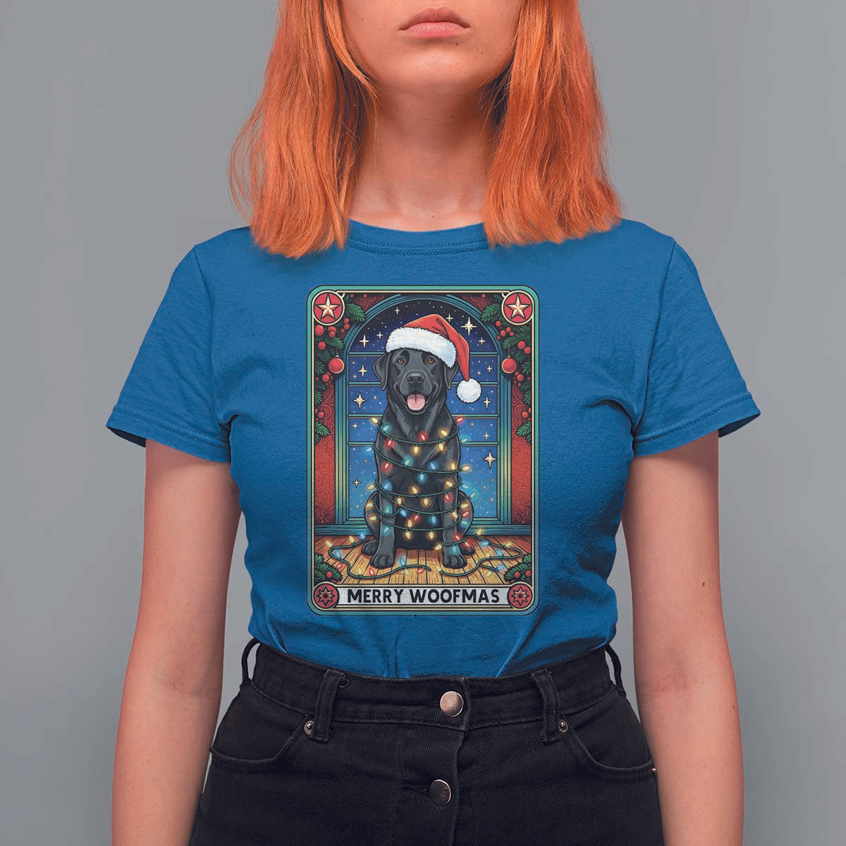 Merry Woofmas T Shirt For Women Funny Tarot Card Labrador Retriever Christmas Gift - Wonder Print Shop