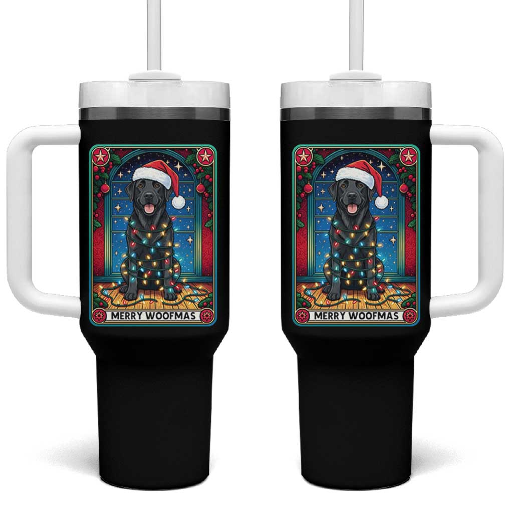 Merry Woofmas Tumbler With Handle Funny Tarot Card Labrador Retriever Christmas Gift - Wonder Print Shop