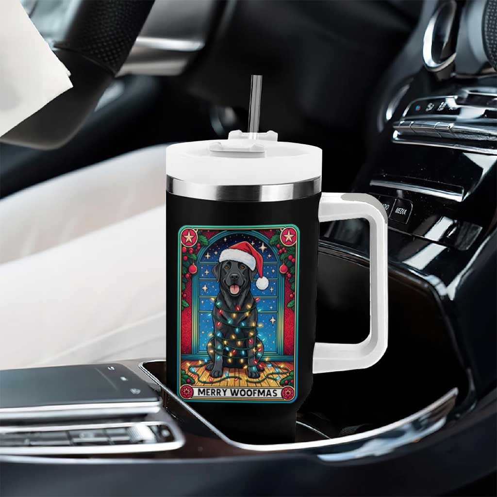 Merry Woofmas Tumbler With Handle Funny Tarot Card Labrador Retriever Christmas Gift - Wonder Print Shop