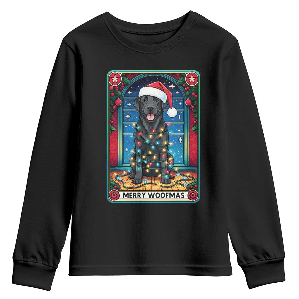 Merry Woofmas Youth Sweatshirt Funny Tarot Card Labrador Retriever Christmas Gift - Wonder Print Shop