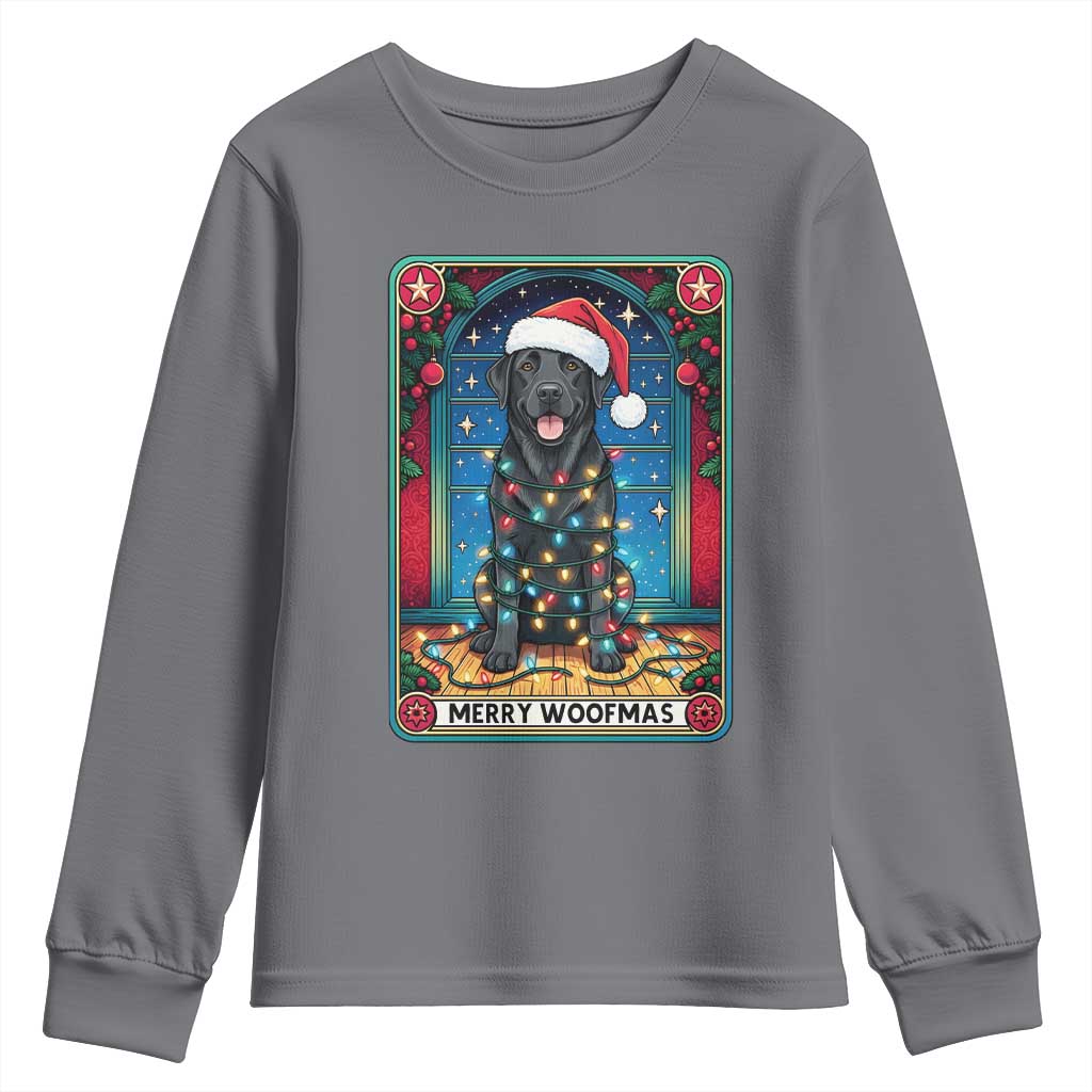 Merry Woofmas Youth Sweatshirt Funny Tarot Card Labrador Retriever Christmas Gift - Wonder Print Shop