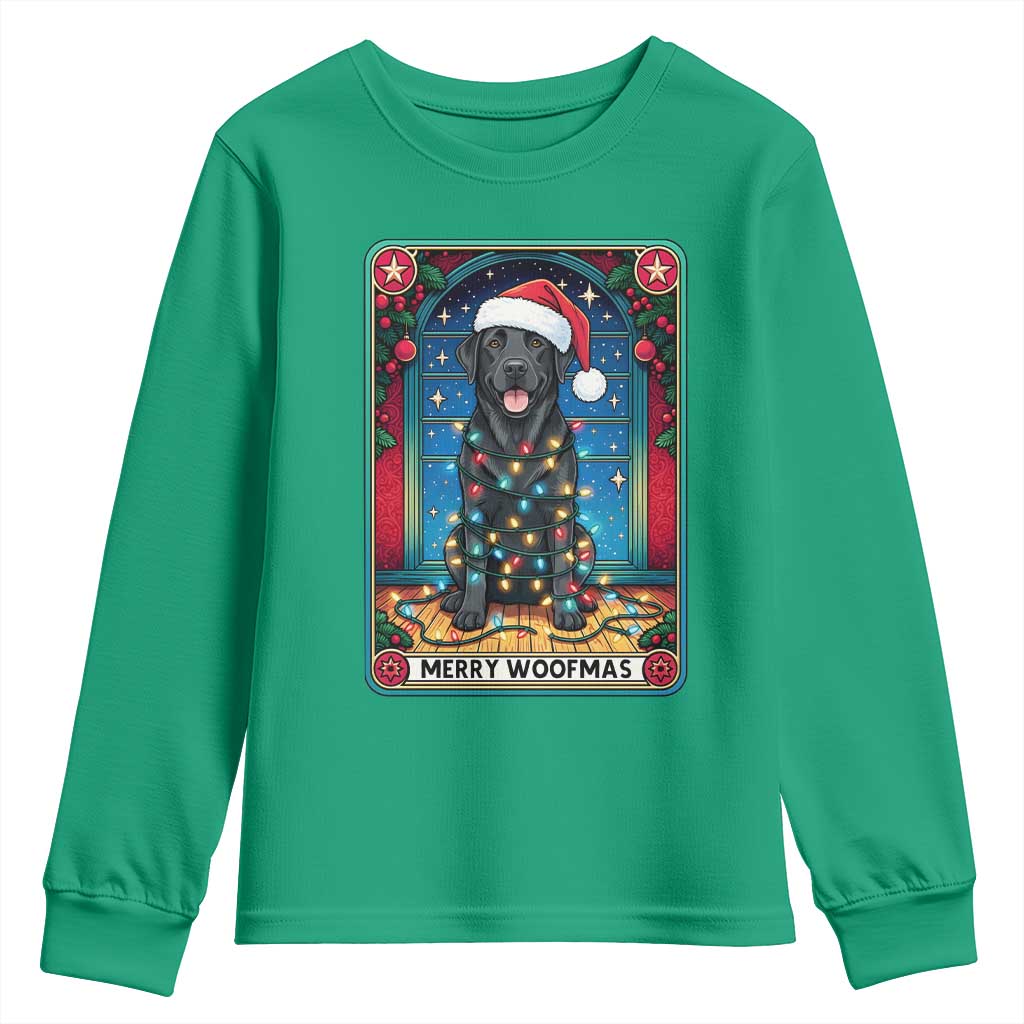 Merry Woofmas Youth Sweatshirt Funny Tarot Card Labrador Retriever Christmas Gift - Wonder Print Shop