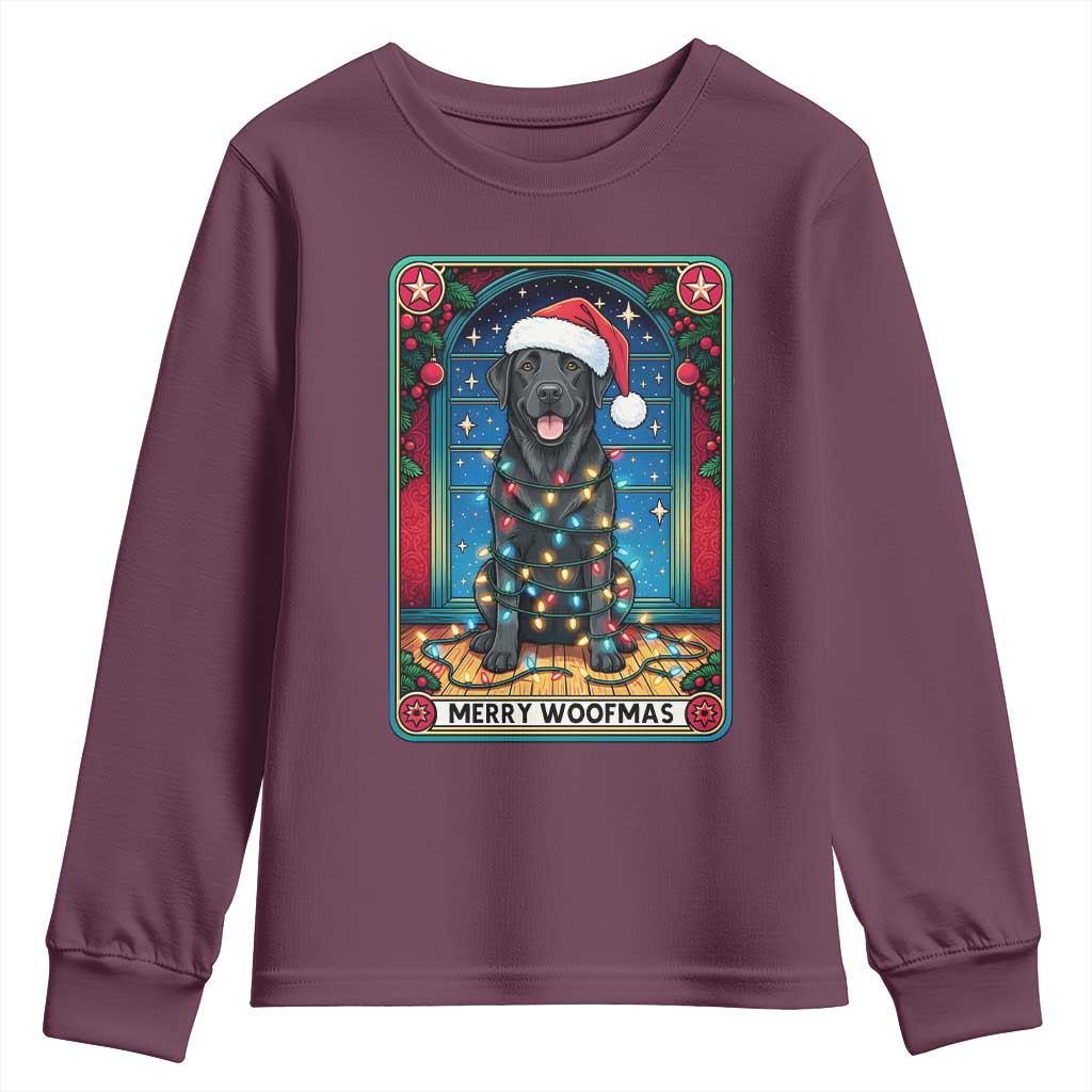 Merry Woofmas Youth Sweatshirt Funny Tarot Card Labrador Retriever Christmas Gift - Wonder Print Shop