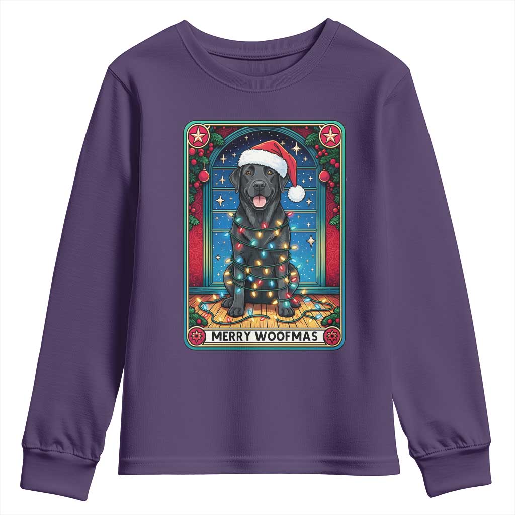 Merry Woofmas Youth Sweatshirt Funny Tarot Card Labrador Retriever Christmas Gift - Wonder Print Shop