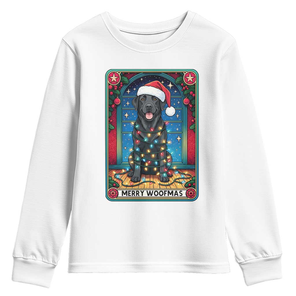 Merry Woofmas Youth Sweatshirt Funny Tarot Card Labrador Retriever Christmas Gift - Wonder Print Shop