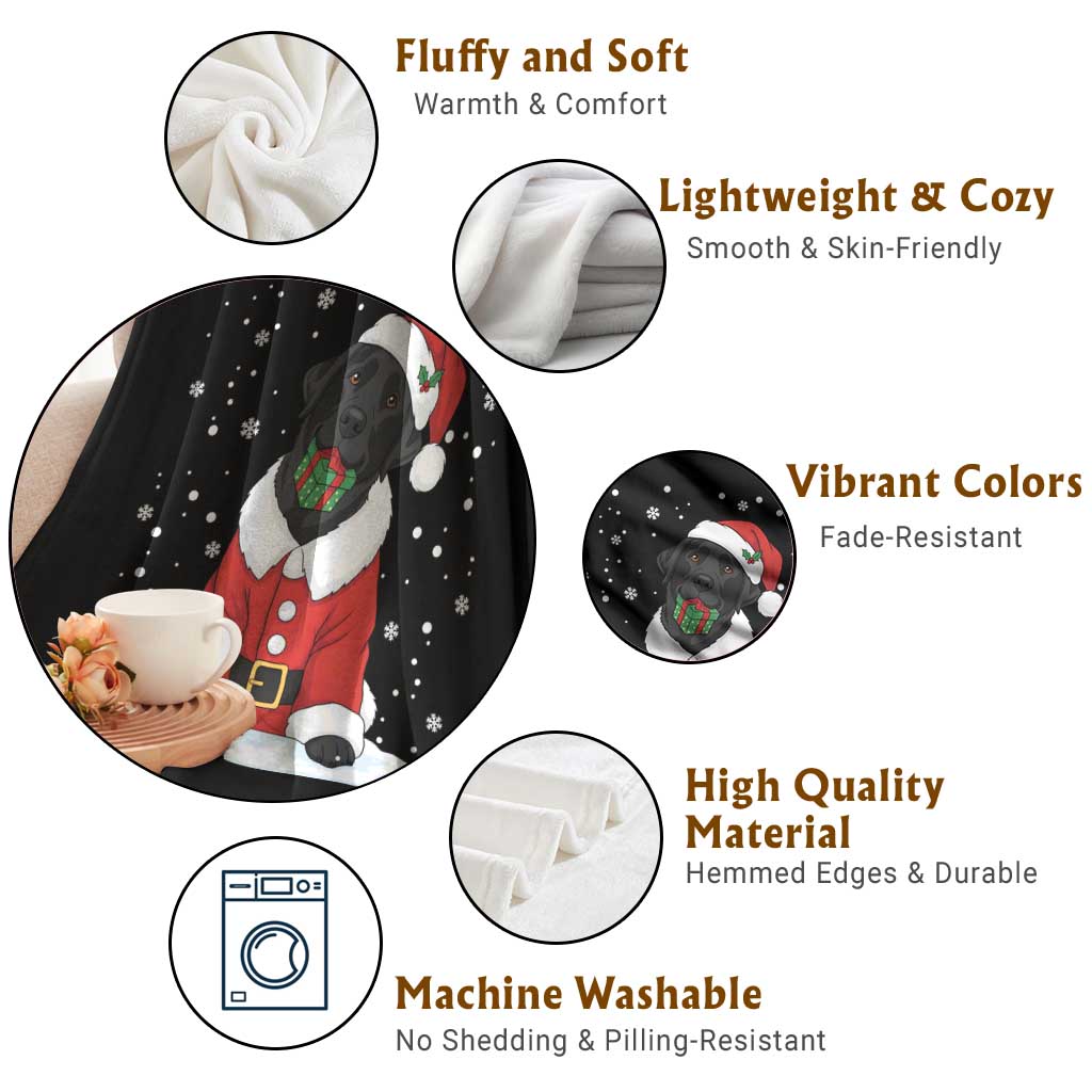Black Labrador Santa Throw Blanket Funny Christmas Dog Lover Gift - Wonder Print Shop