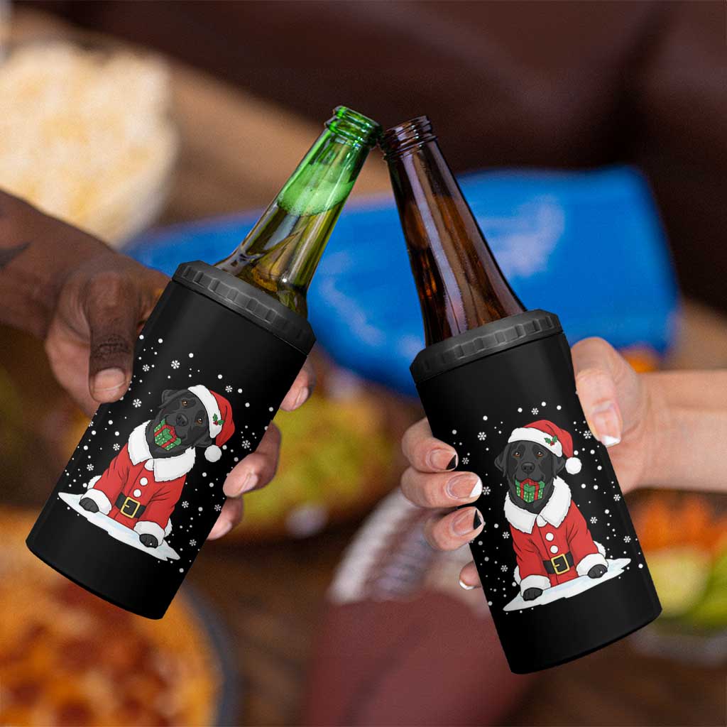 Black Labrador Santa 4 in 1 Can Cooler Tumbler Funny Christmas Dog Lover Gift - Wonder Print Shop