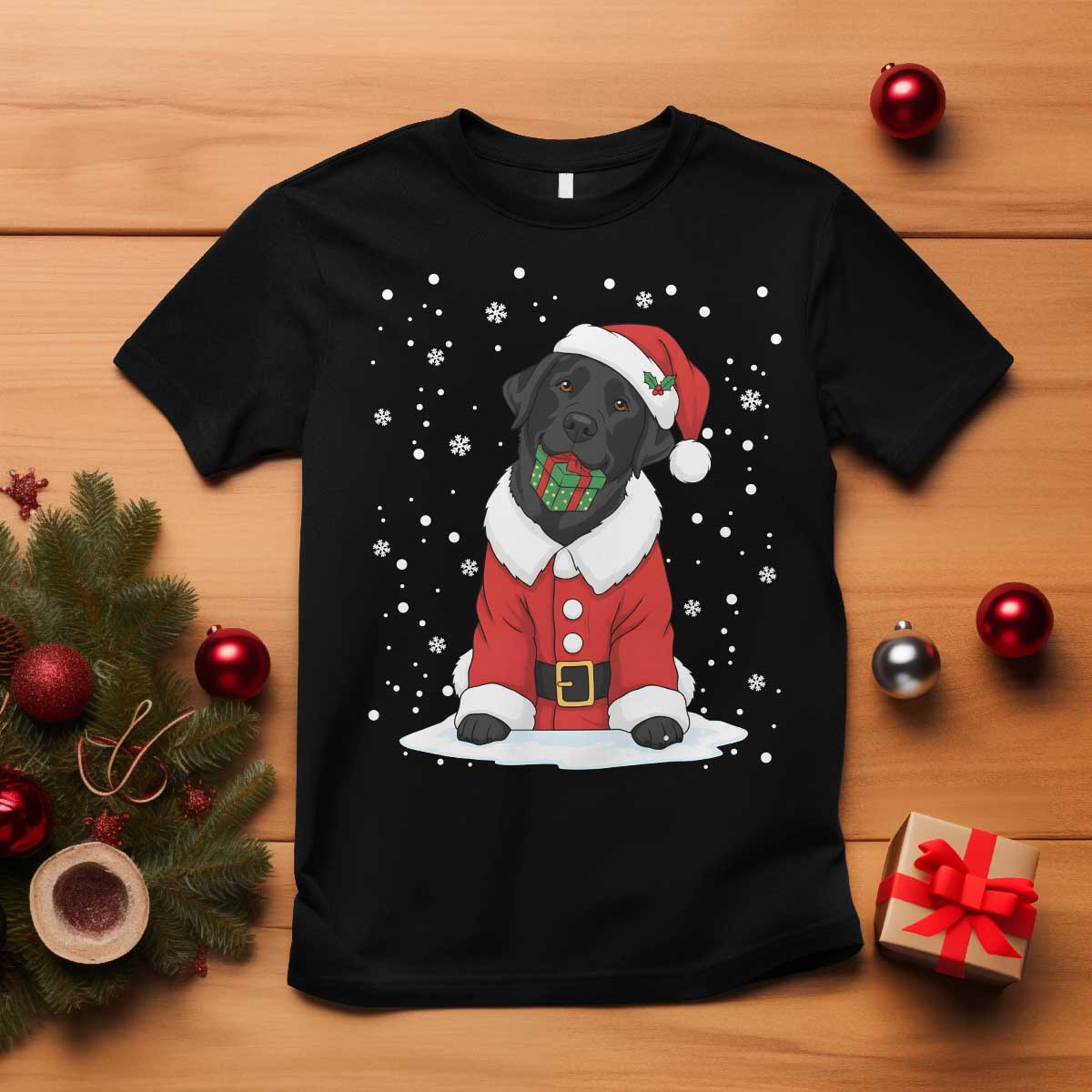 Black Labrador Santa T Shirt Funny Christmas Dog Lover Gift - Wonder Print Shop