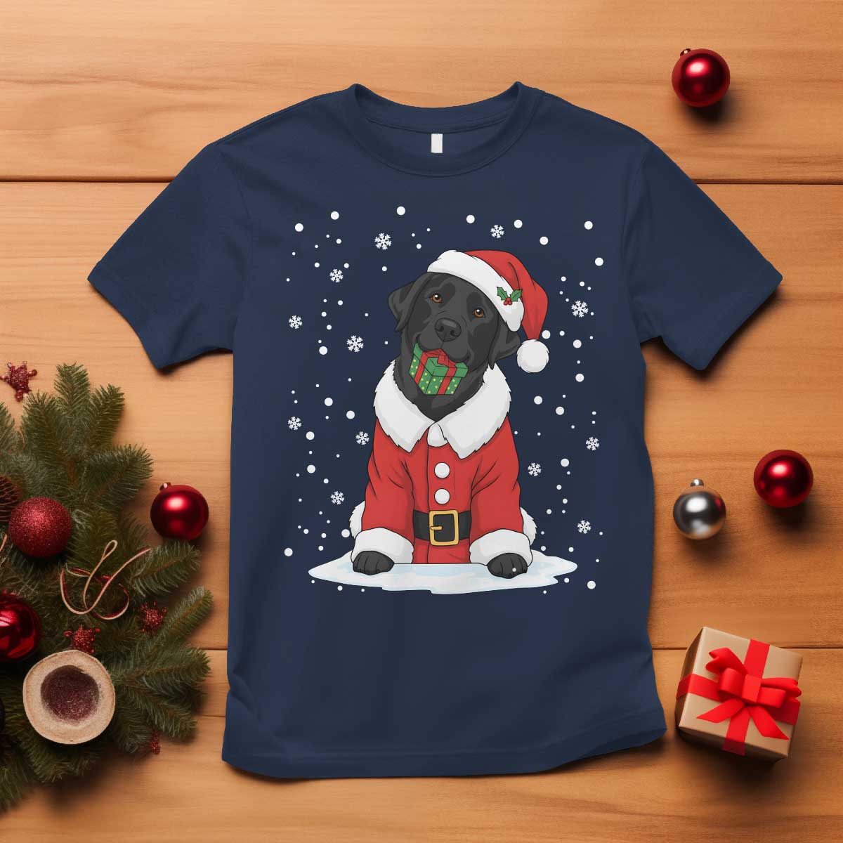 Black Labrador Santa T Shirt Funny Christmas Dog Lover Gift - Wonder Print Shop