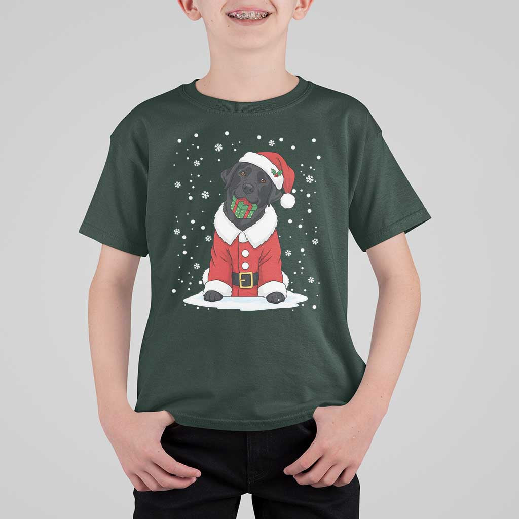 Black Labrador Santa T Shirt For Kid Funny Christmas Dog Lover Gift - Wonder Print Shop