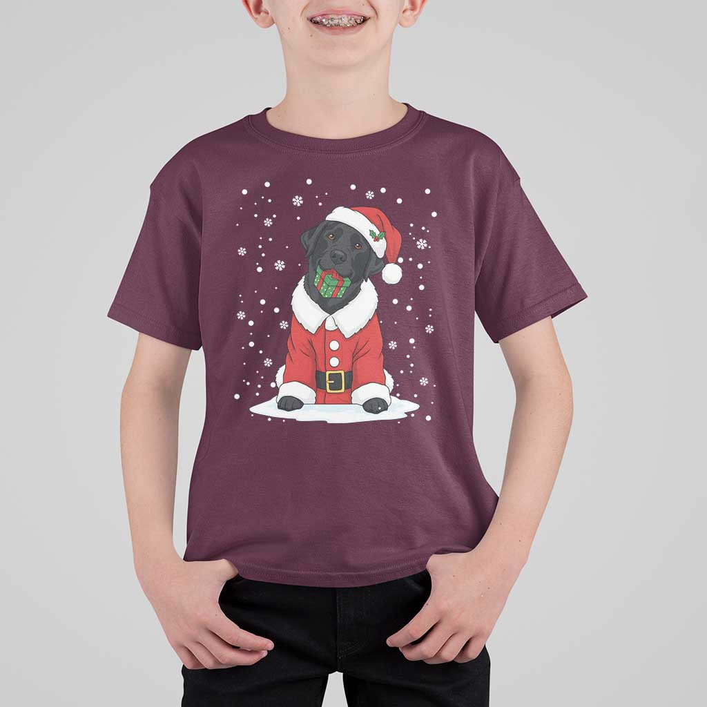 Black Labrador Santa T Shirt For Kid Funny Christmas Dog Lover Gift - Wonder Print Shop