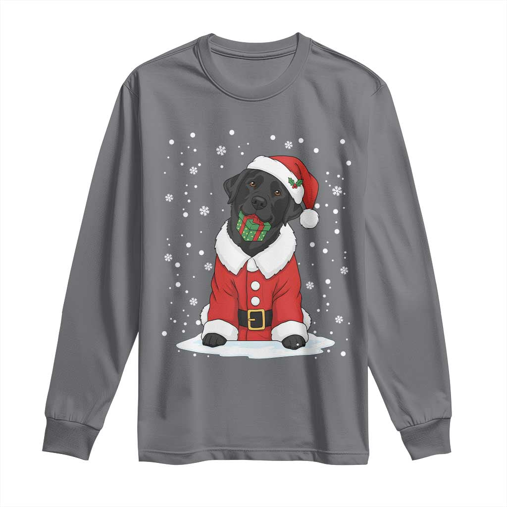 Black Labrador Santa Long Sleeve Shirt Funny Christmas Dog Lover Gift - Wonder Print Shop