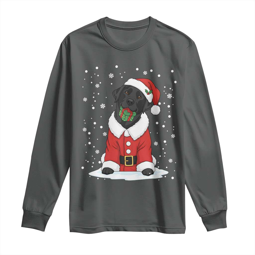 Black Labrador Santa Long Sleeve Shirt Funny Christmas Dog Lover Gift - Wonder Print Shop