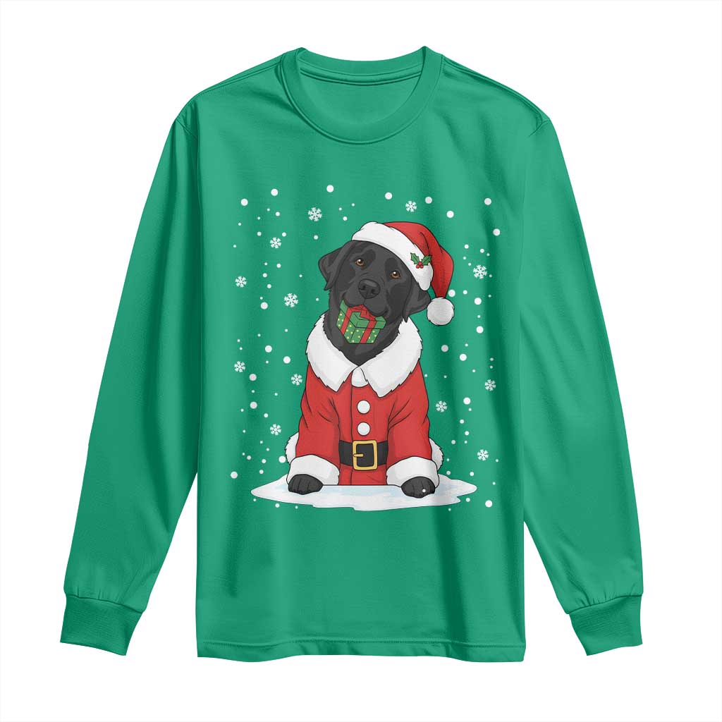 Black Labrador Santa Long Sleeve Shirt Funny Christmas Dog Lover Gift - Wonder Print Shop