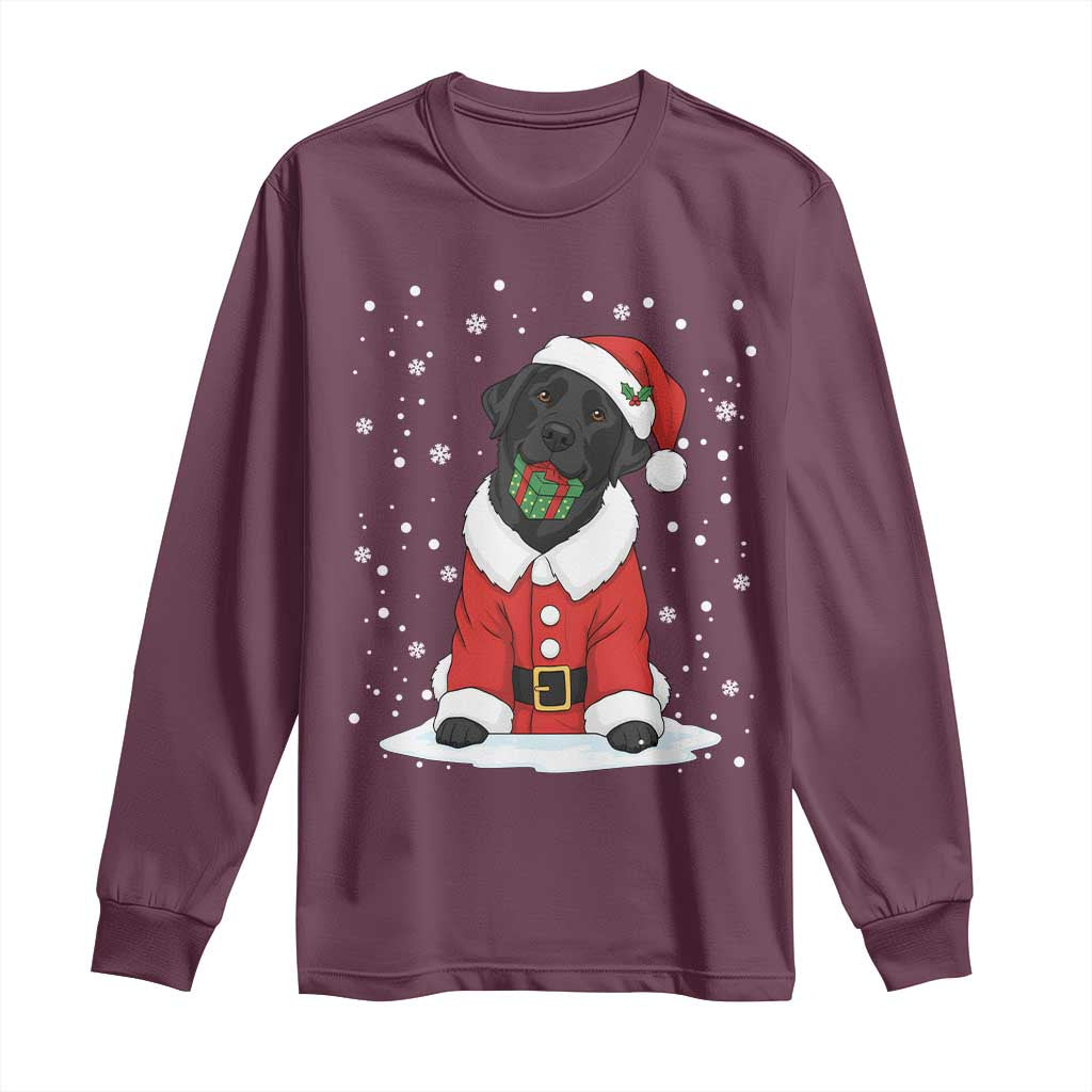 Black Labrador Santa Long Sleeve Shirt Funny Christmas Dog Lover Gift - Wonder Print Shop