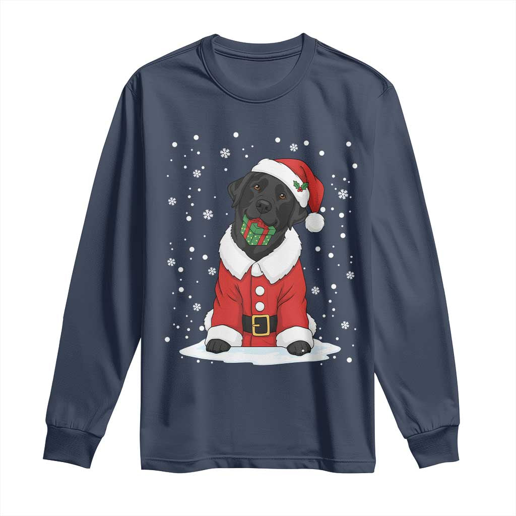 Black Labrador Santa Long Sleeve Shirt Funny Christmas Dog Lover Gift - Wonder Print Shop