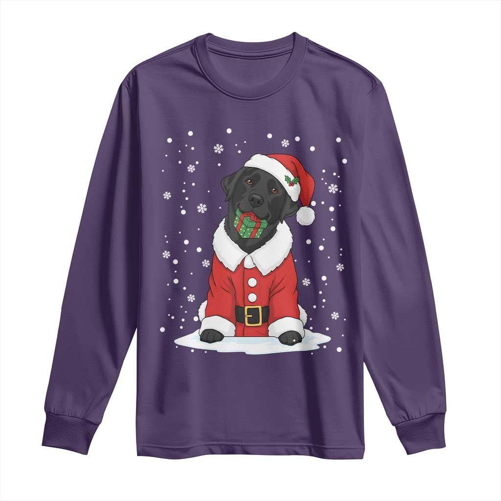 Black Labrador Santa Long Sleeve Shirt Funny Christmas Dog Lover Gift - Wonder Print Shop