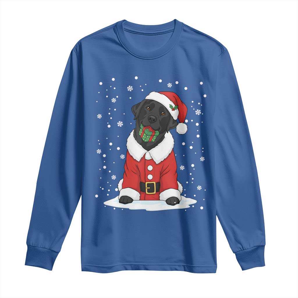 Black Labrador Santa Long Sleeve Shirt Funny Christmas Dog Lover Gift - Wonder Print Shop