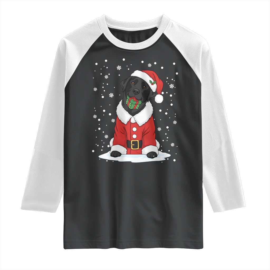 Black Labrador Santa Raglan Shirt Funny Christmas Dog Lover Gift - Wonder Print Shop