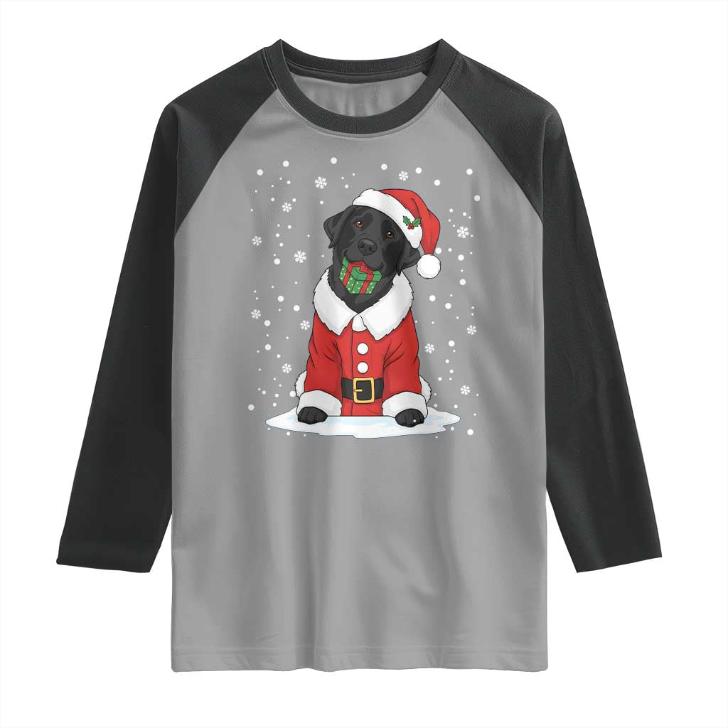 Black Labrador Santa Raglan Shirt Funny Christmas Dog Lover Gift - Wonder Print Shop
