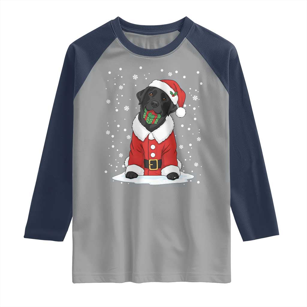 Black Labrador Santa Raglan Shirt Funny Christmas Dog Lover Gift - Wonder Print Shop