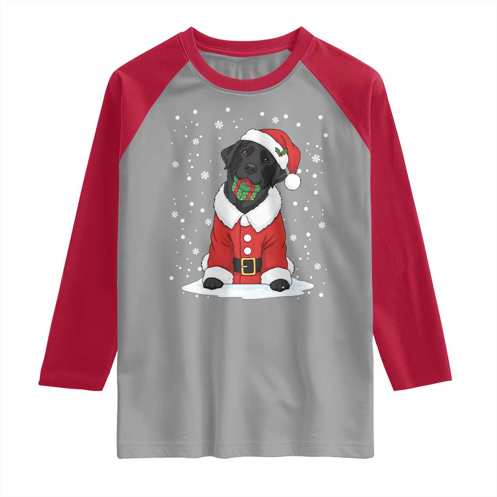 Black Labrador Santa Raglan Shirt Funny Christmas Dog Lover Gift - Wonder Print Shop