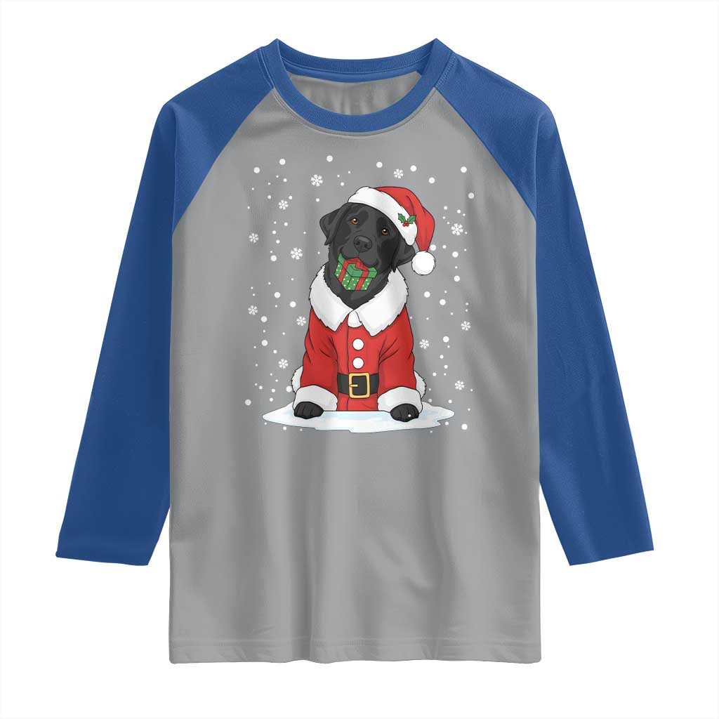 Black Labrador Santa Raglan Shirt Funny Christmas Dog Lover Gift - Wonder Print Shop