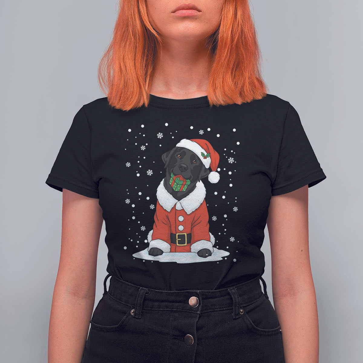Black Labrador Santa T Shirt For Women Funny Christmas Dog Lover Gift - Wonder Print Shop