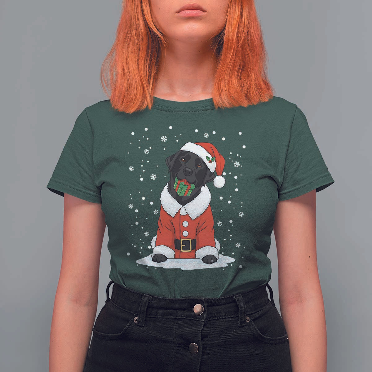 Black Labrador Santa T Shirt For Women Funny Christmas Dog Lover Gift - Wonder Print Shop