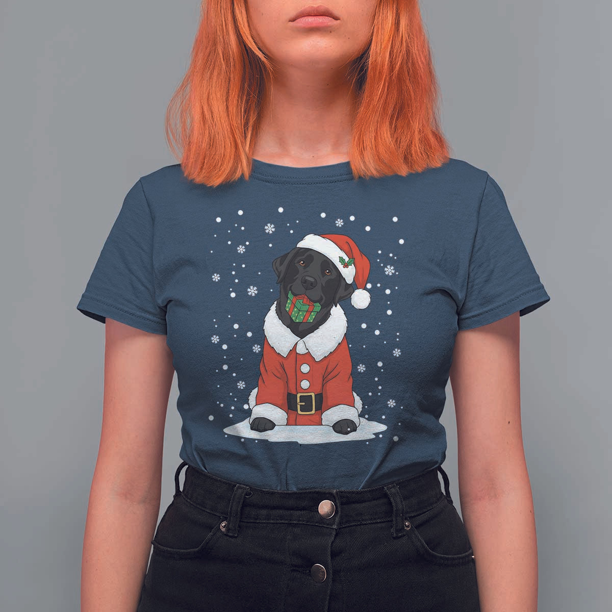 Black Labrador Santa T Shirt For Women Funny Christmas Dog Lover Gift - Wonder Print Shop