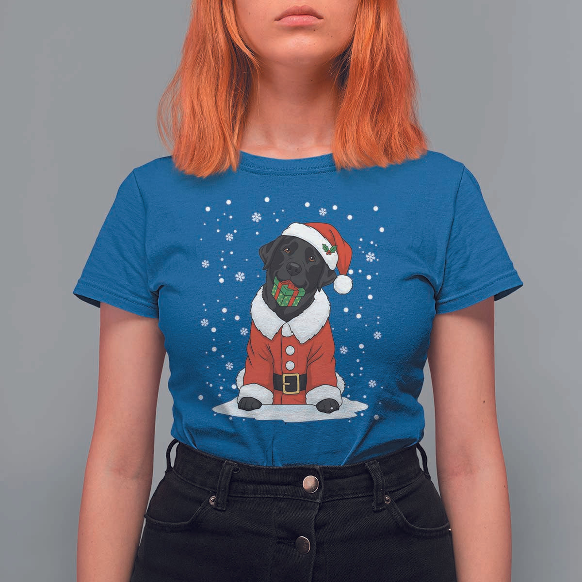Black Labrador Santa T Shirt For Women Funny Christmas Dog Lover Gift - Wonder Print Shop