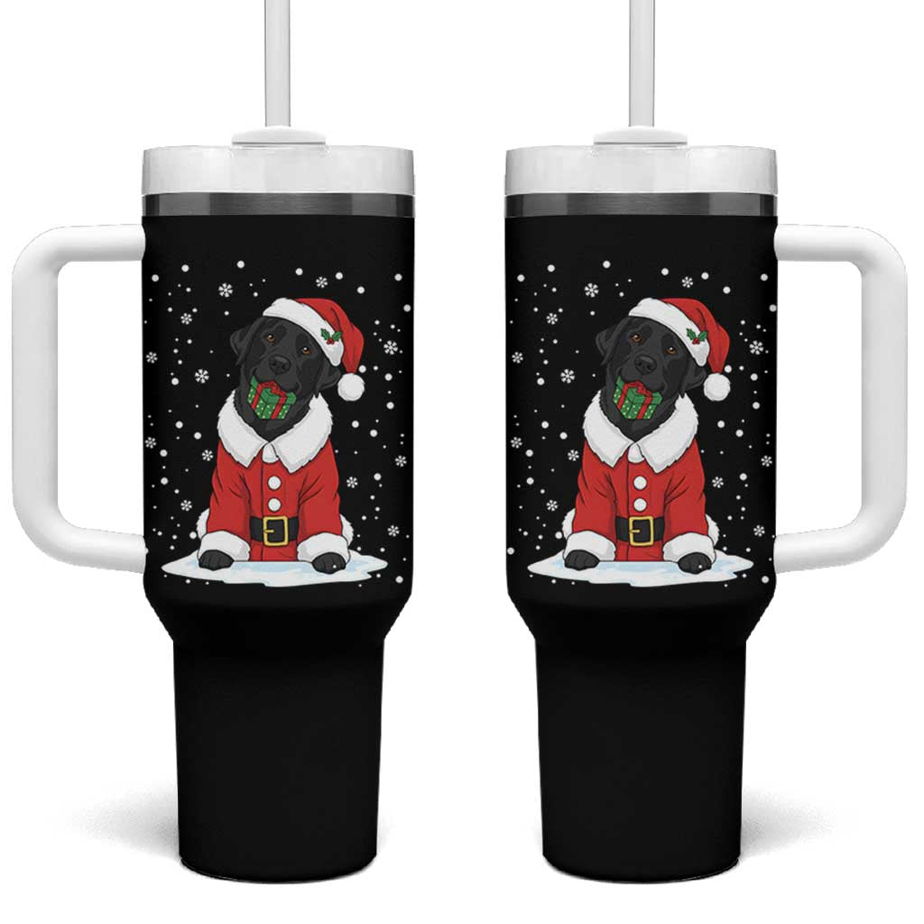 Black Labrador Santa Tumbler With Handle Funny Christmas Dog Lover Gift - Wonder Print Shop