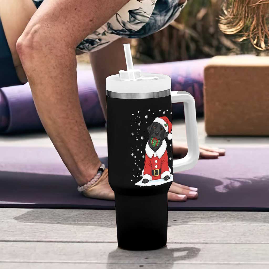 Black Labrador Santa Tumbler With Handle Funny Christmas Dog Lover Gift - Wonder Print Shop