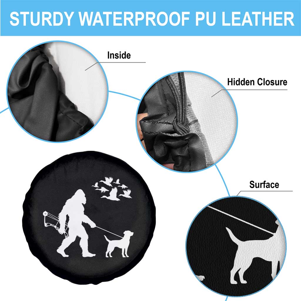 Funny Bow Hunter Spare Tire Cover Bigfoot Walking Labrador Hunting Dog Gift - Wonder Print Shop