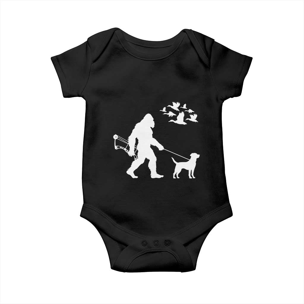 Funny Bow Hunter Baby Onesie Bigfoot Walking Labrador Hunting Dog Gift - Wonder Print Shop