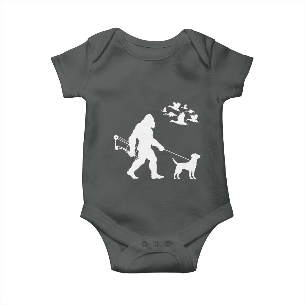 Funny Bow Hunter Baby Onesie Bigfoot Walking Labrador Hunting Dog Gift - Wonder Print Shop