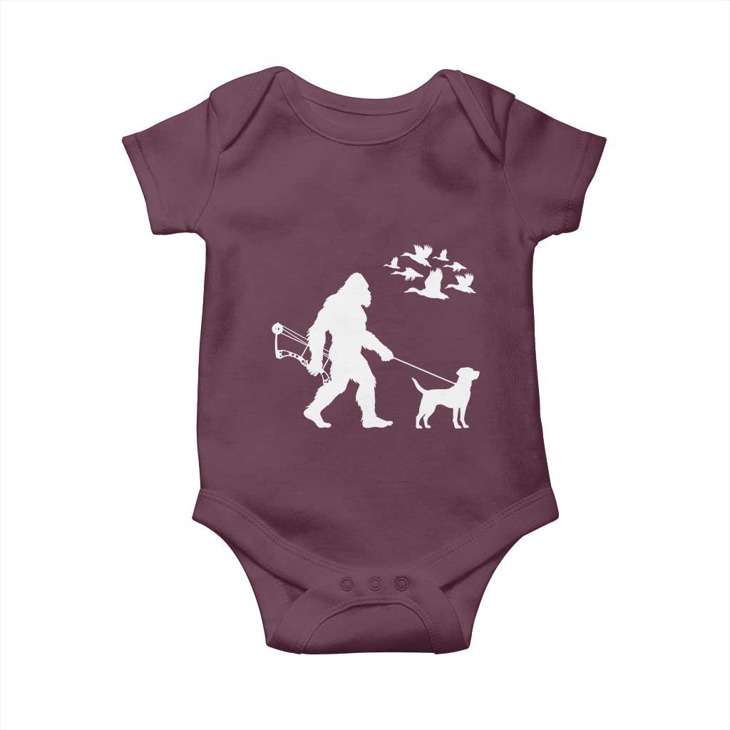 Funny Bow Hunter Baby Onesie Bigfoot Walking Labrador Hunting Dog Gift - Wonder Print Shop
