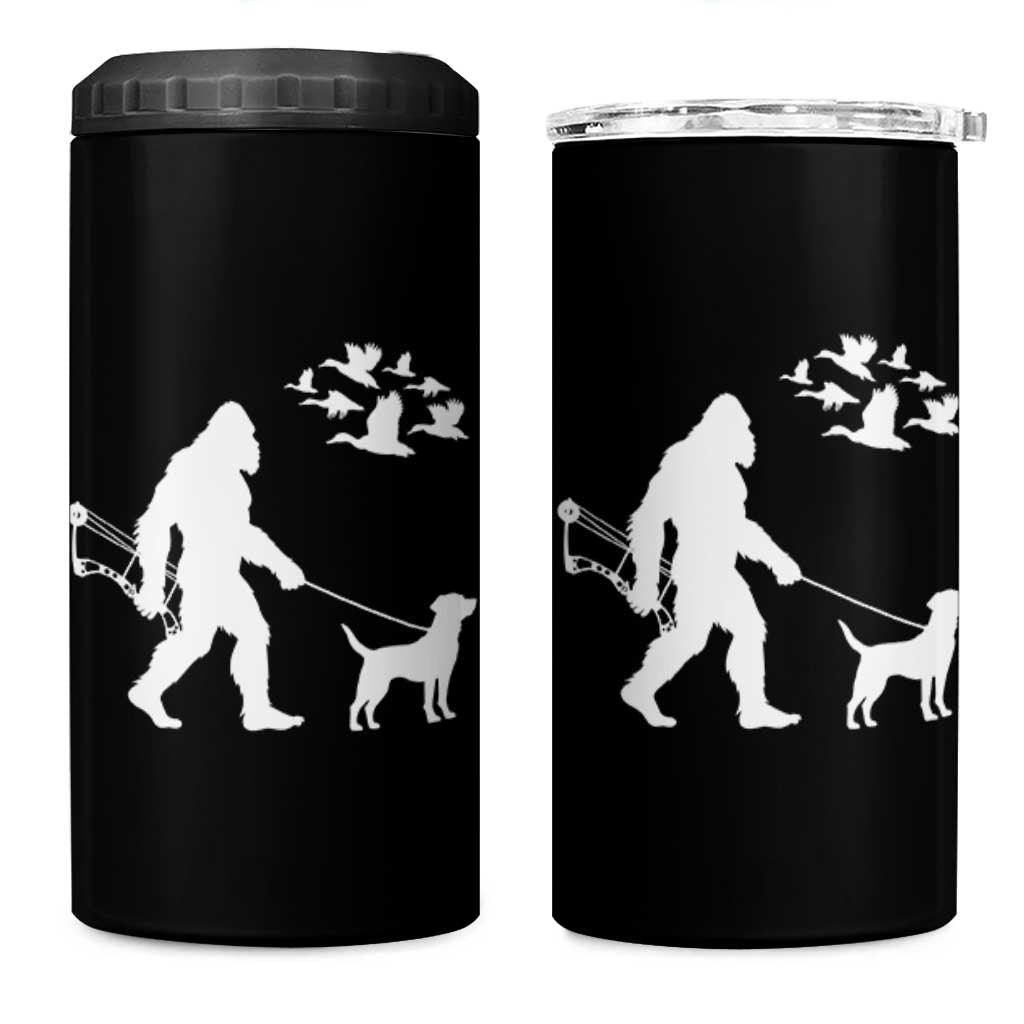 Funny Bow Hunter 4 in 1 Can Cooler Tumbler Bigfoot Walking Labrador Hunting Dog Gift - Wonder Print Shop
