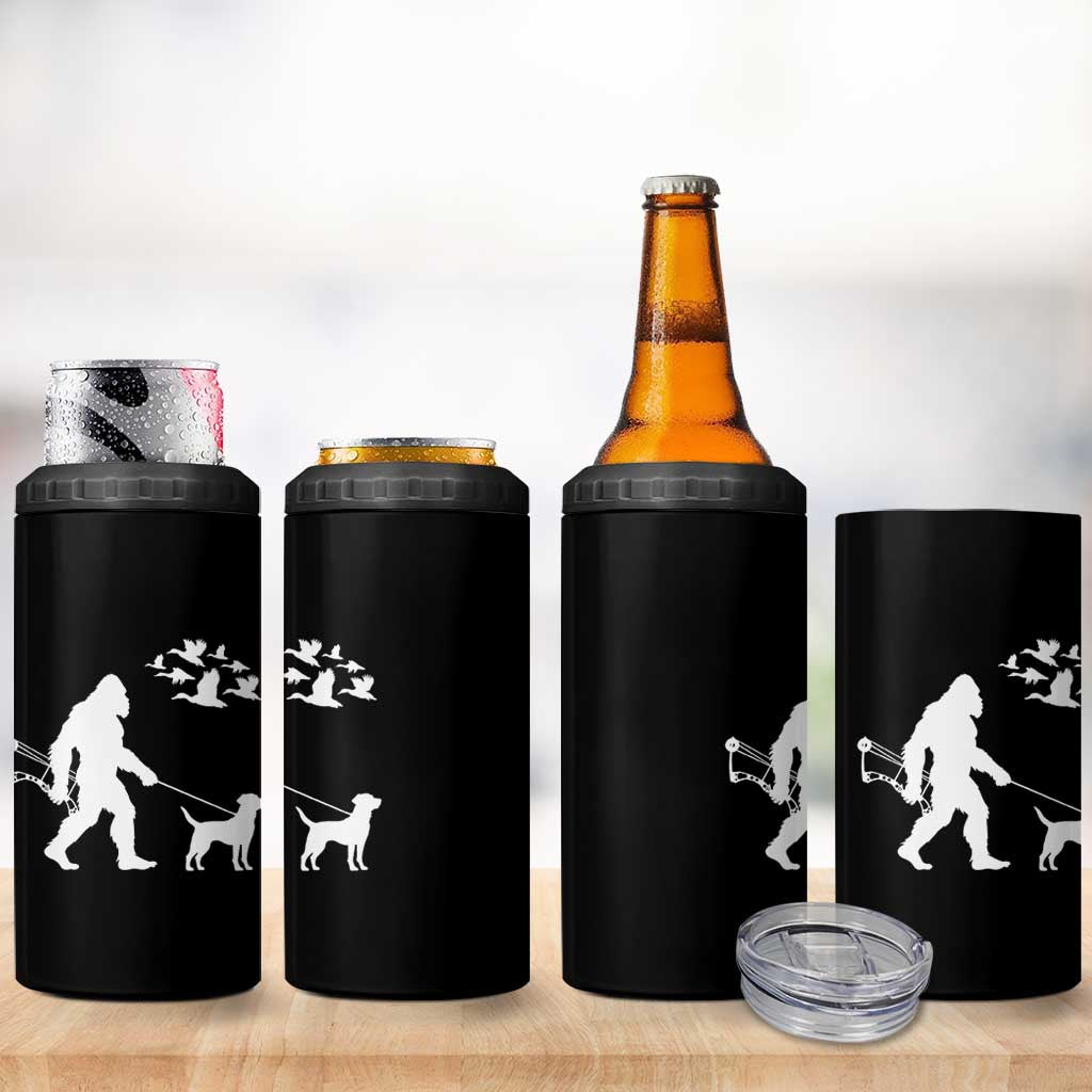 Funny Bow Hunter 4 in 1 Can Cooler Tumbler Bigfoot Walking Labrador Hunting Dog Gift - Wonder Print Shop