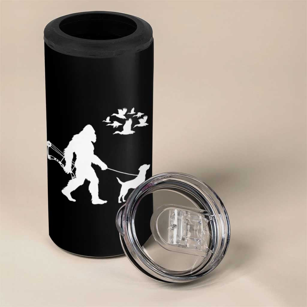 Funny Bow Hunter 4 in 1 Can Cooler Tumbler Bigfoot Walking Labrador Hunting Dog Gift - Wonder Print Shop