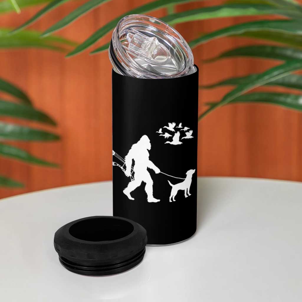 Funny Bow Hunter 4 in 1 Can Cooler Tumbler Bigfoot Walking Labrador Hunting Dog Gift - Wonder Print Shop