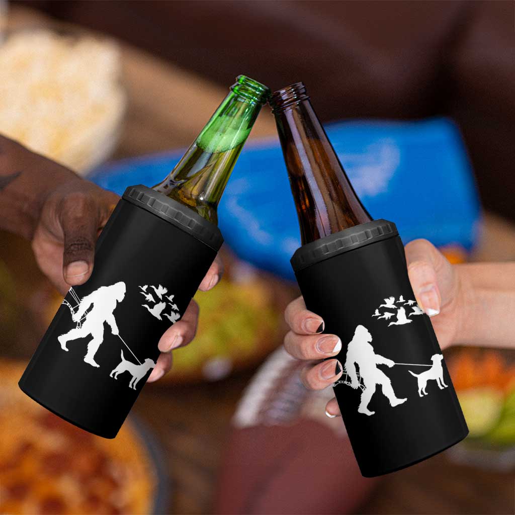 Funny Bow Hunter 4 in 1 Can Cooler Tumbler Bigfoot Walking Labrador Hunting Dog Gift - Wonder Print Shop