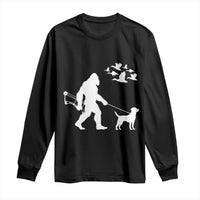 Funny Bow Hunter Long Sleeve Shirt Bigfoot Walking Labrador Hunting Dog Gift - Wonder Print Shop