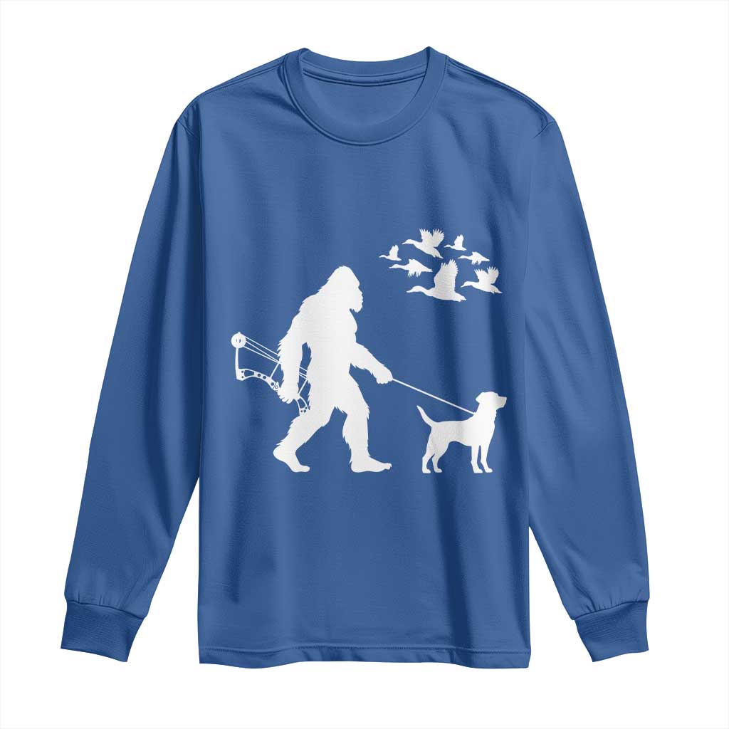 Funny Bow Hunter Long Sleeve Shirt Bigfoot Walking Labrador Hunting Dog Gift - Wonder Print Shop