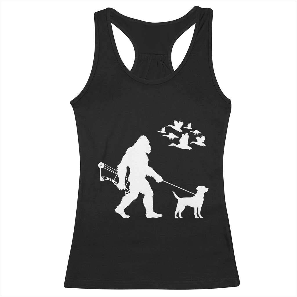 Funny Bow Hunter Racerback Tank Top Bigfoot Walking Labrador Hunting Dog Gift - Wonder Print Shop